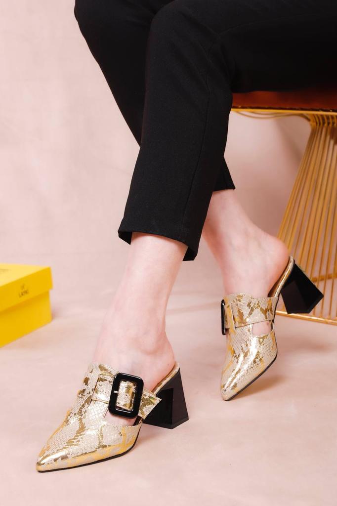Mules Layki REF : 546 Doré - Arwa Shoes